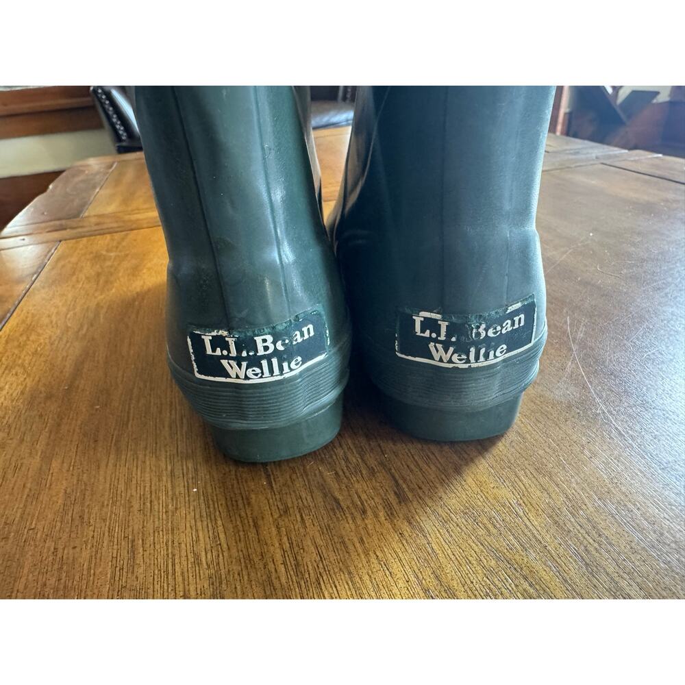 L.L. Bean Wellie Rain Boots Kids Size 1 Green Rubber Wellies - Picture 6 of 9